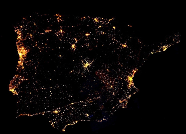 Península Ibérica nocturna